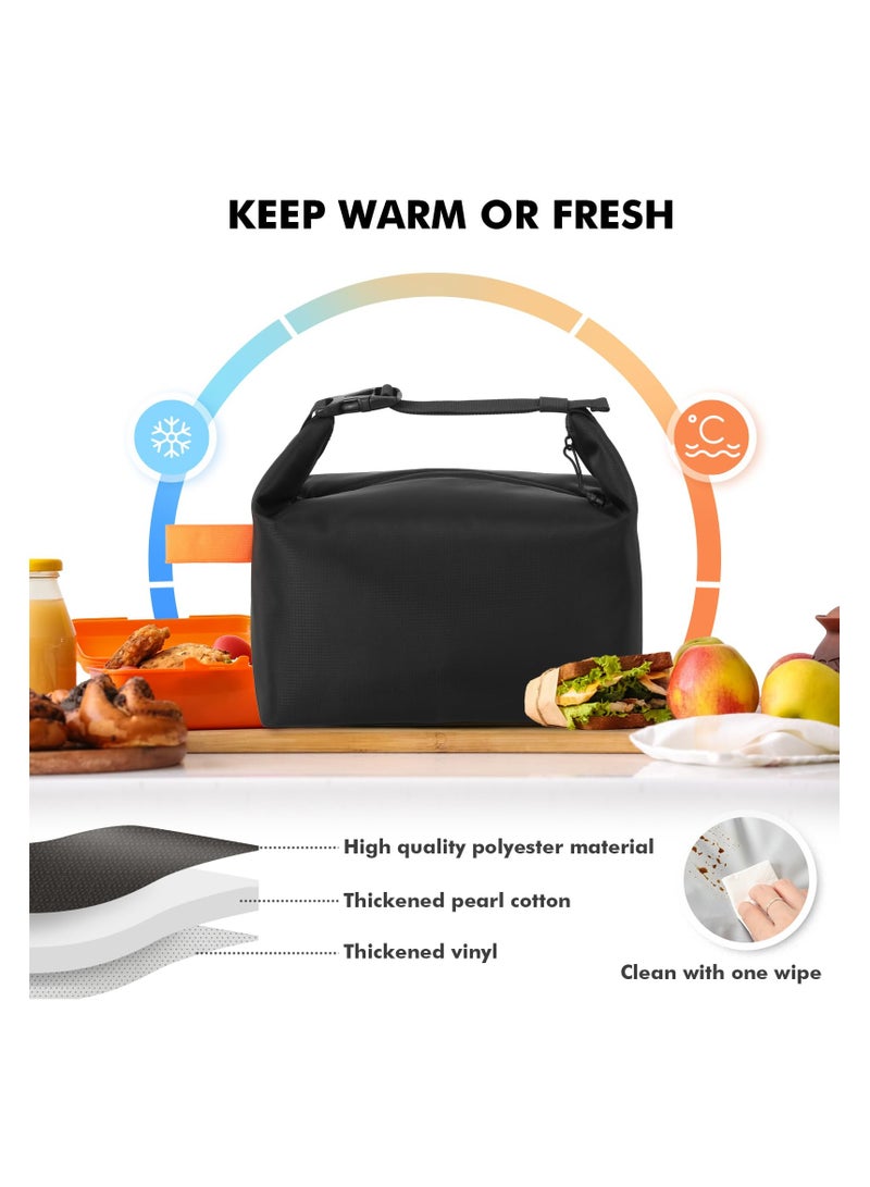 Lunch bag for Adult Women Men, Reusable High Capacity Lunch Tote Bags, Small Leakproof Cooler Food Lunch Containers, Lunch box for Work, Travel, Outdoor, School Picnic, One Size (Black)  - Image 4