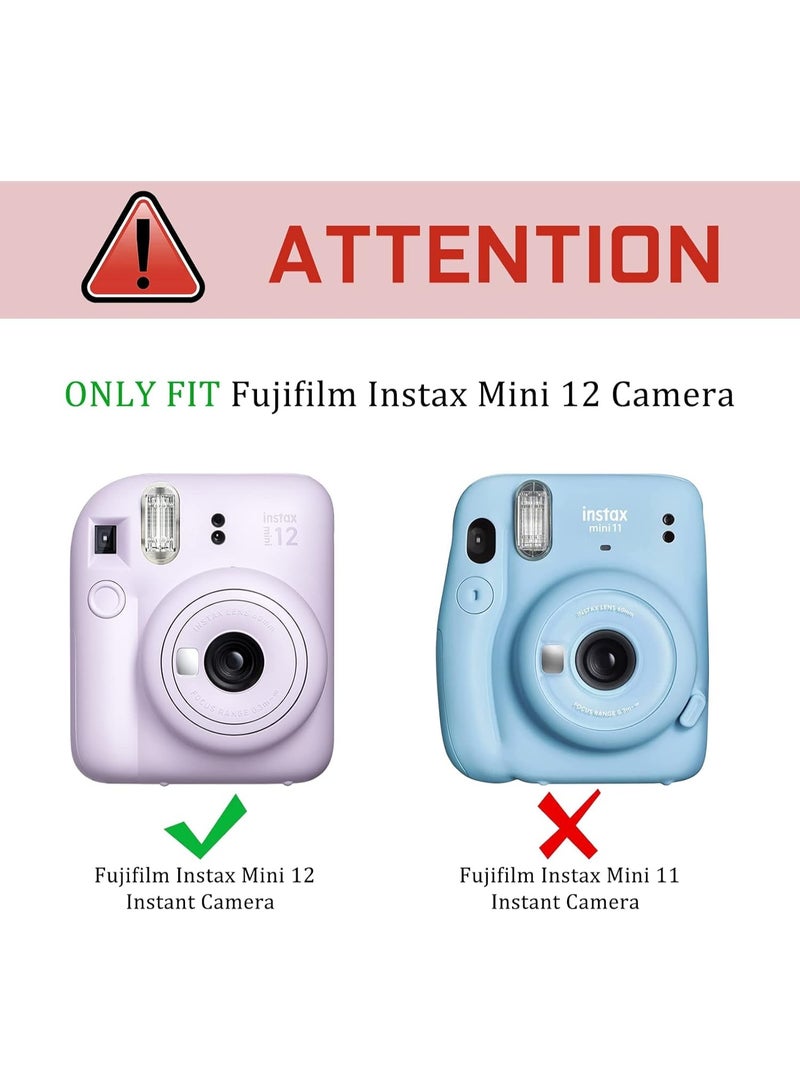 eWINNER Protective Clear Case for Fujifilm Instax Mini 12 Instant Camera/Crystal Hard Shell Cover w/Upgraded Film Pocket for Storing Photos & Removable Shoulder Strap (Instax Mini 12, Clear) - Image 4