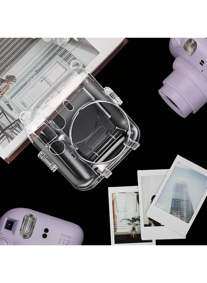eWINNER Protective Clear Case for Fujifilm Instax Mini 12 Instant Camera/Crystal Hard Shell Cover w/Upgraded Film Pocket for Storing Photos & Removable Shoulder Strap (Instax Mini 12, Clear) - Image 2