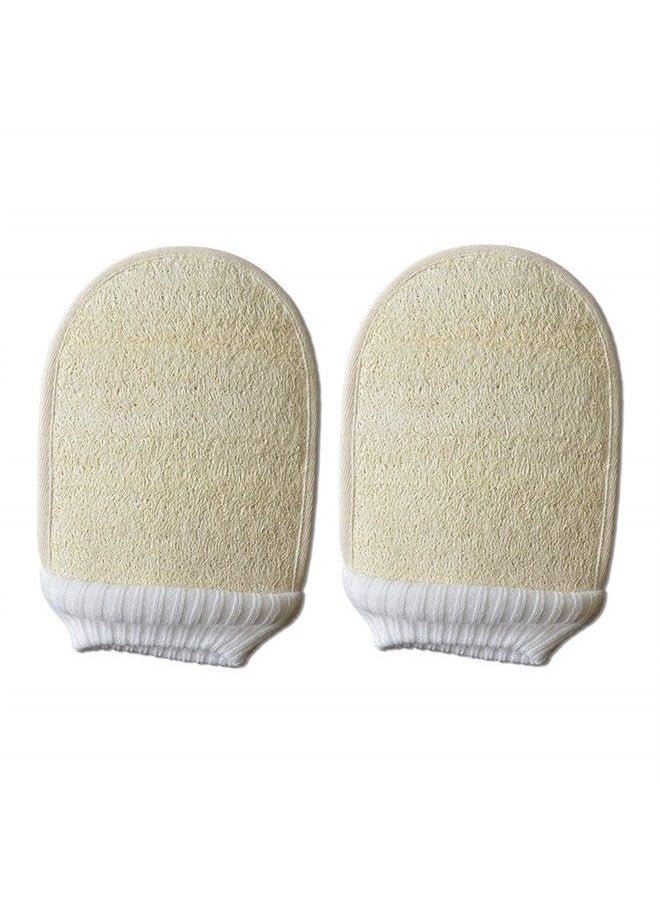 lasenersm 2 Pieces Loofah Exfoliating Glove Loofa Scrubber Body Glove Natural Loofah Bathing Gloves Exfoliating Bath Brush Organic Bathing Glove  - Image 1
