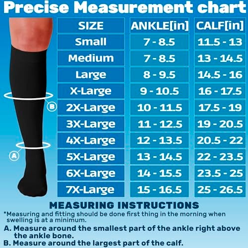 ABSOLUTE SUPPORT 3 Pairs Wide Calf Graduated Support Opaque Compression Knee High Socks for Women and Men 2030mmHg For Embolism Arthritis Post Surgery Swelling Black 5XLarge A501BL83 - Image 5