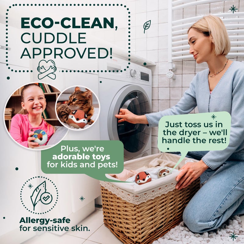 WOOLY HEROES No More Dryer Sheets! Reusable Wool Dryer Balls XL 6-Pack - Reduces Static, Cuts Dry Time, & Softens Naturally - Image 4