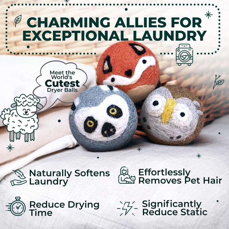 WOOLY HEROES No More Dryer Sheets! Reusable Wool Dryer Balls XL 6-Pack - Reduces Static, Cuts Dry Time, & Softens Naturally - Image 2