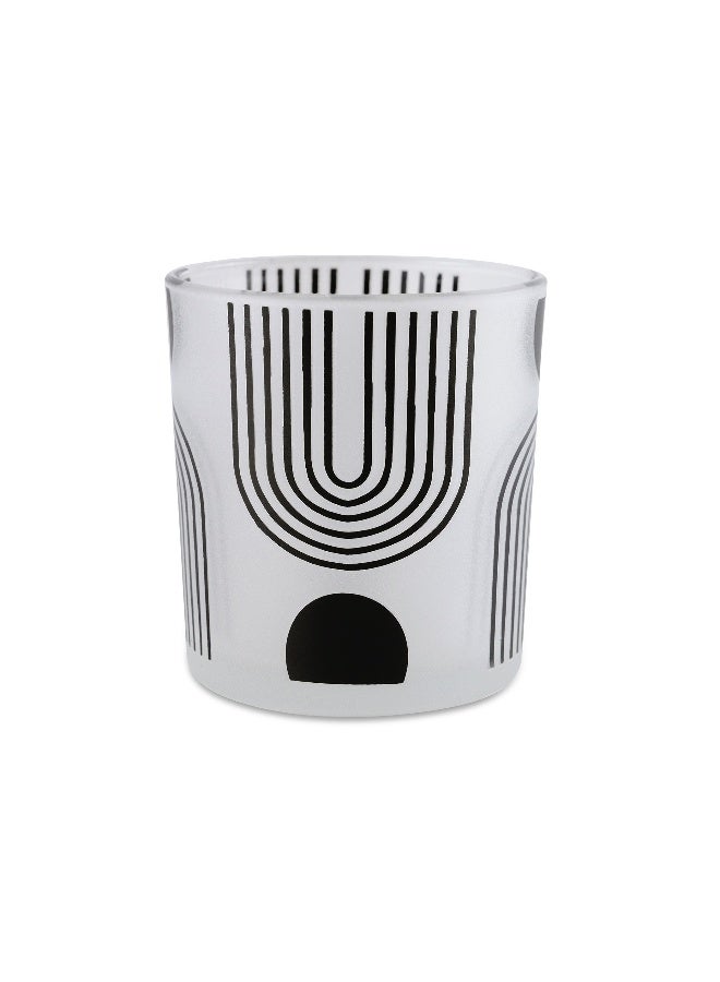 Pan Home Aaron Glass Candle Holder with Abstract Design Dia7.3x8cm- Black - Image 2