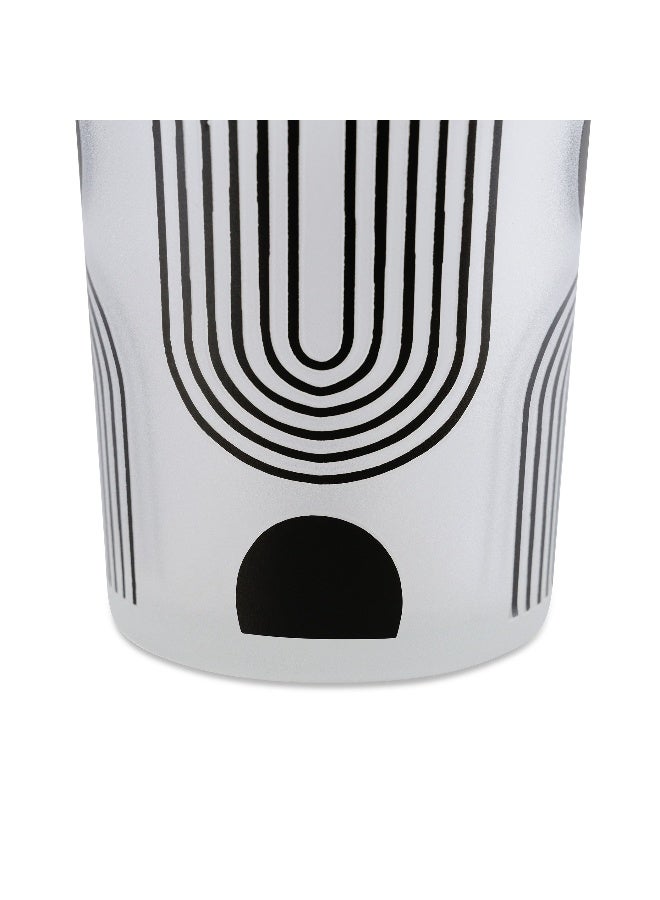 Pan Home Aaron Glass Candle Holder with Abstract Design Dia7.3x8cm- Black - Image 5