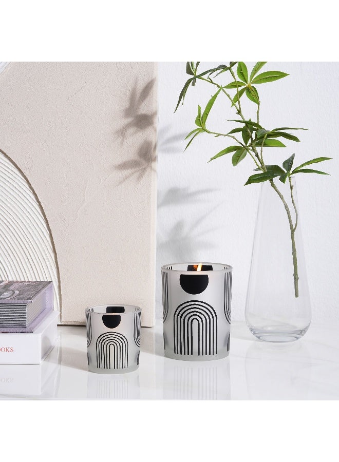 Pan Home Aaron Glass Candle Holder with Abstract Design Dia7.3x8cm- Black - Image 1