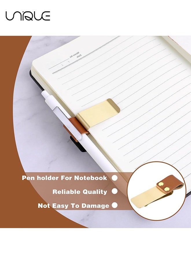 Unique - 4PCS Pen Loop Holder Notebooks Pen Sleeve, PU Leather Pen Holder, Journals Notebooks Pen Loop with Clips for for Notebook and Clipboard at Home, Pocket, Office, Fit Most Pen Size - Image 1