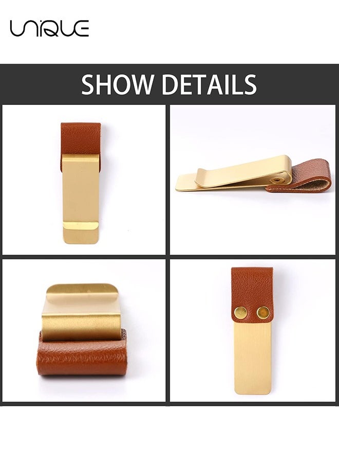 Unique - 4PCS Pen Loop Holder Notebooks Pen Sleeve, PU Leather Pen Holder, Journals Notebooks Pen Loop with Clips for for Notebook and Clipboard at Home, Pocket, Office, Fit Most Pen Size - Image 1