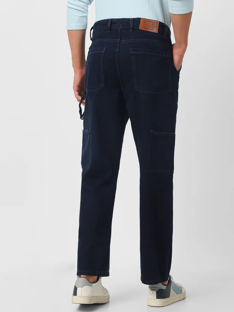Urbano Fashion  Urbano Fashion Men's Dark Grey Loose Fit Cargo Carpenter Jeans With 6 Pockets Non-Stretchable  | Best Price UAE