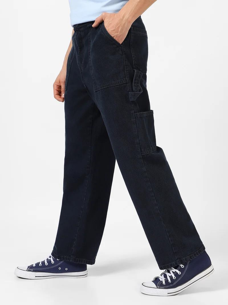 Urbano Fashion Men's Dark Grey Loose Fit Cargo Carpenter Jeans With 6 Pockets Non-Stretchable