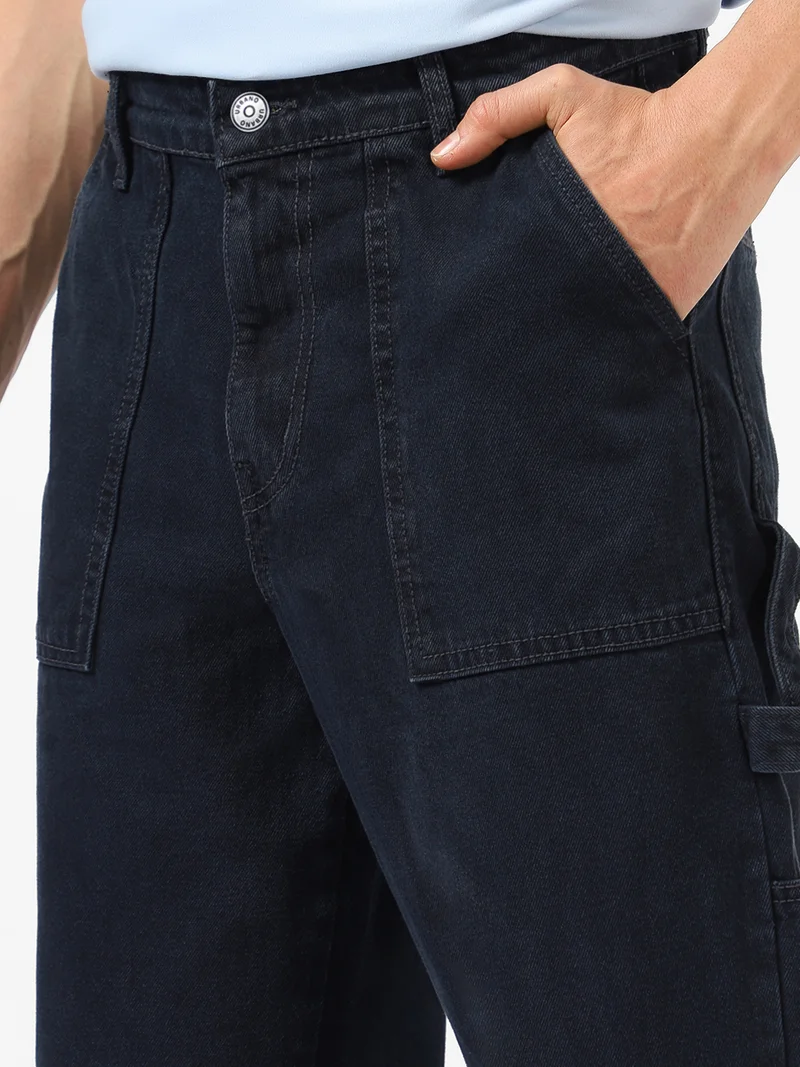Urbano Fashion  Urbano Fashion Men's Dark Grey Loose Fit Cargo Carpenter Jeans With 6 Pockets Non-Stretchable  | Best Price UAE