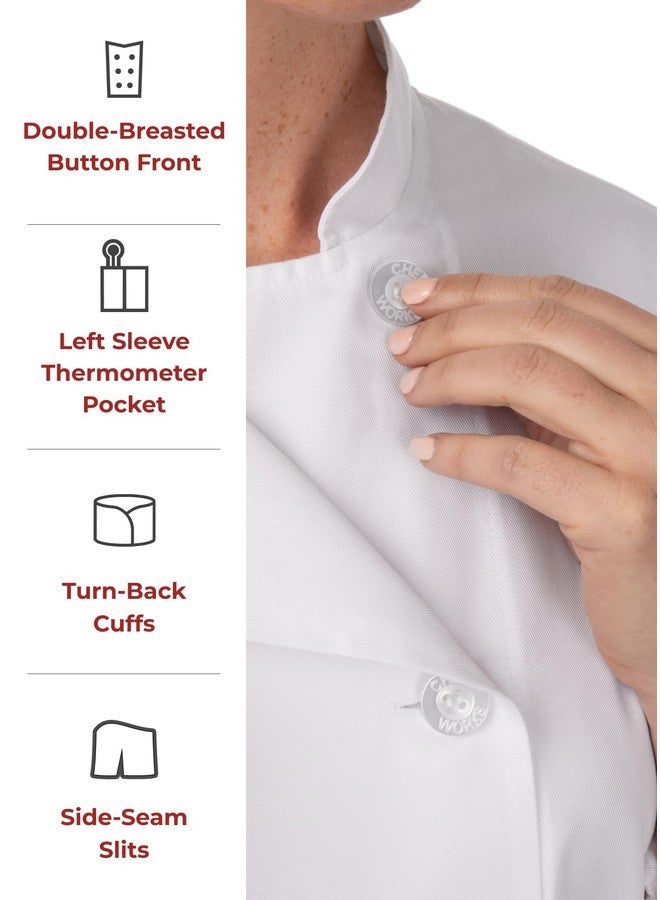 شيف وركس معطف الطاهي النسائي من Chef Works Le Mans، باللون الأبيض، مقاس X-Small - Image 3