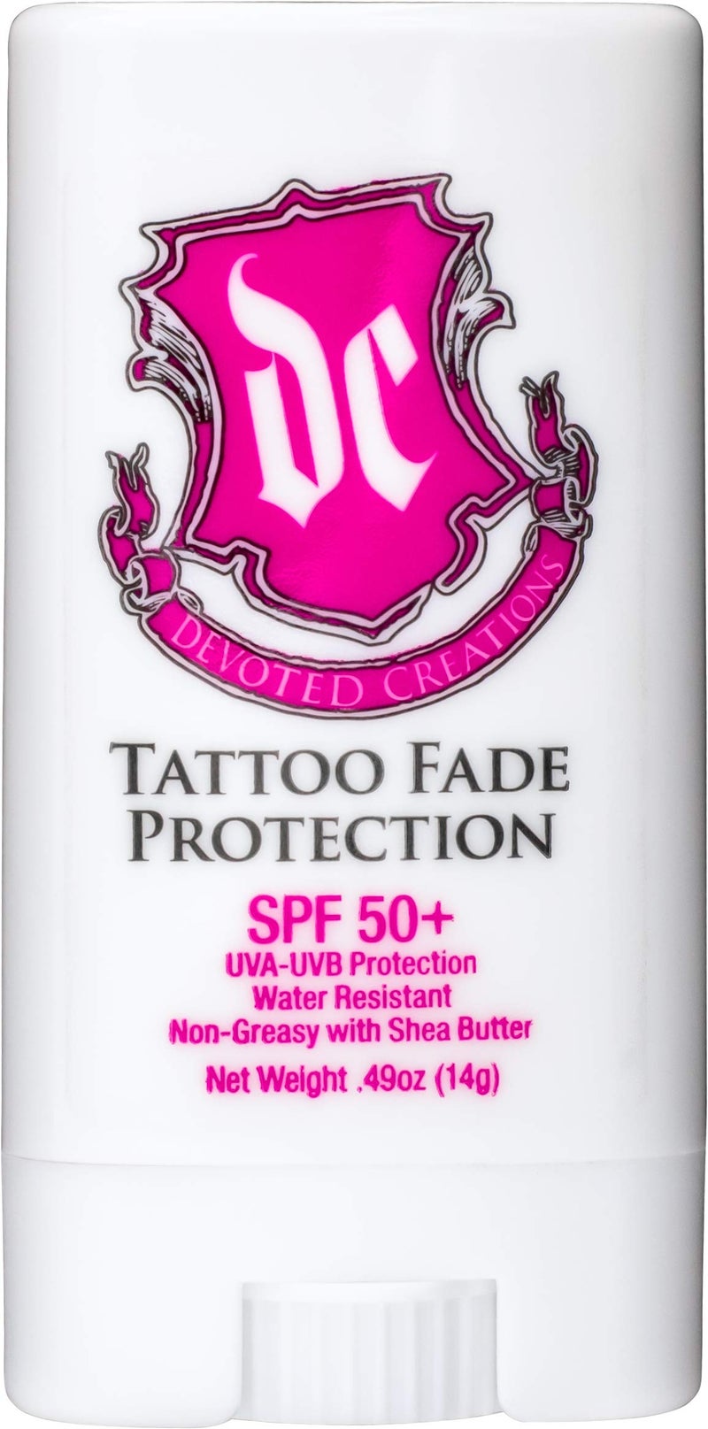 Devoted creations tattoo Fade Protection Stick with SPF 50+ UVA-UVB Protection, Water Resistant, Non-Greasy with Shea Butter .49oz (Pink/Blue)(PACKAGING MAY VARY) - Image 1