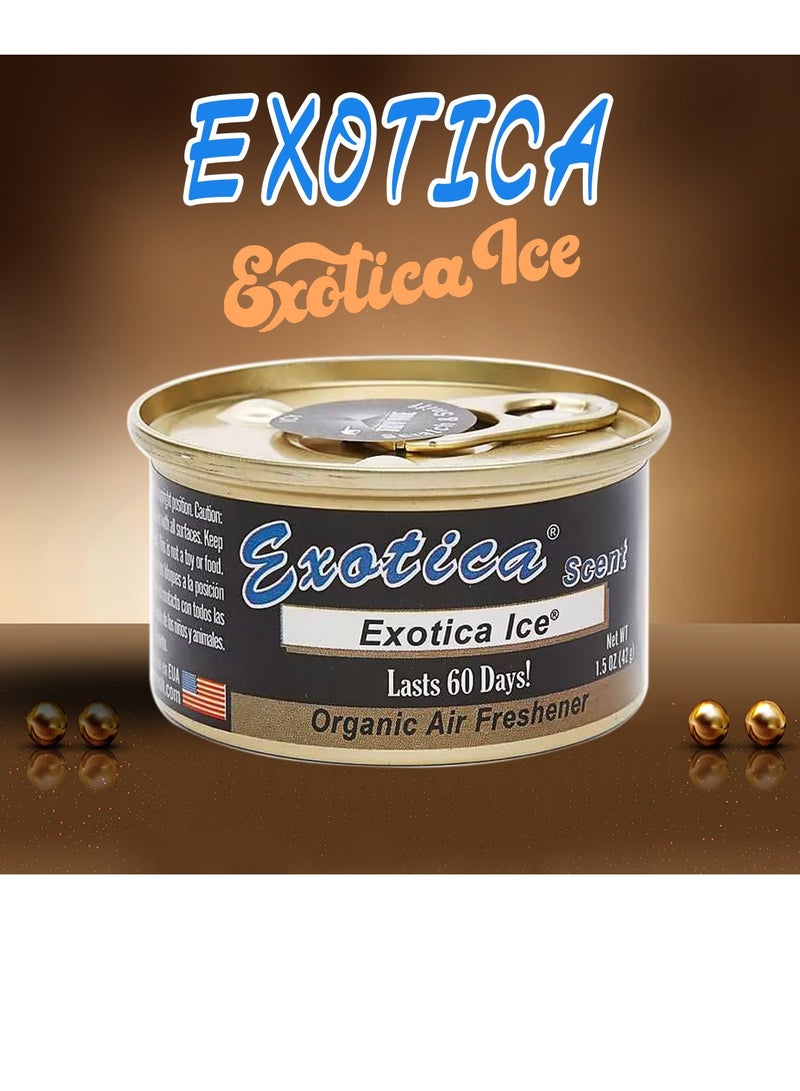Exotica Ice Organic Air Freshener 2 Pcs Combo – 1.5 oz (42g) Each – Lasts 60 Days Per Can – Long-Lasting Car & Home Odor Eliminator – Adjustable Scent Control – Compact Can Design for Auto, Office, Closet & More - Image 4
