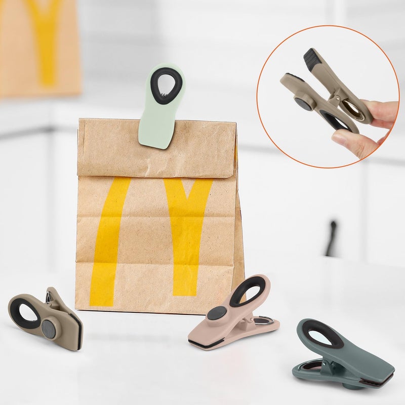 Tacgea Chip Clips  Magnetic Bag Clips With Air Tight Seal For Food Storage  16 Pieces  Neutral Color - Image 5