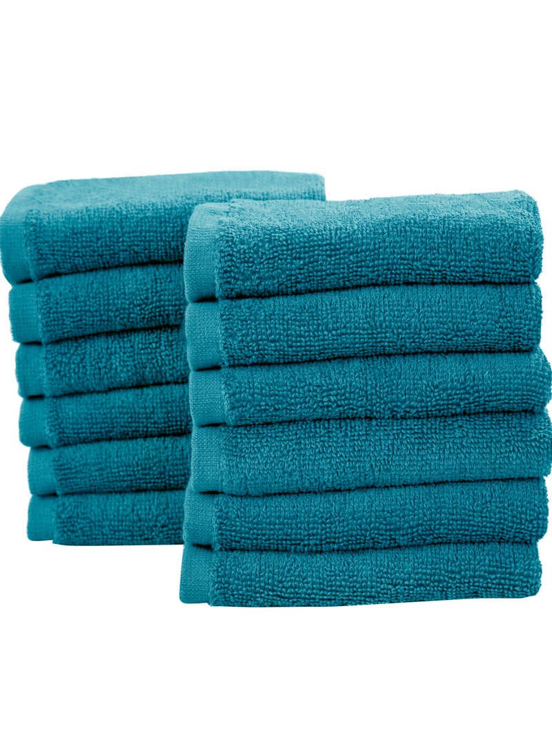 مناشف وجه قطنية مشطّة 100% من Bliss Casa (عبوة 12 قطعة، 30 × 30 سم) - 500 GSM، سريعة الامتصاص والجفاف، ناعمة