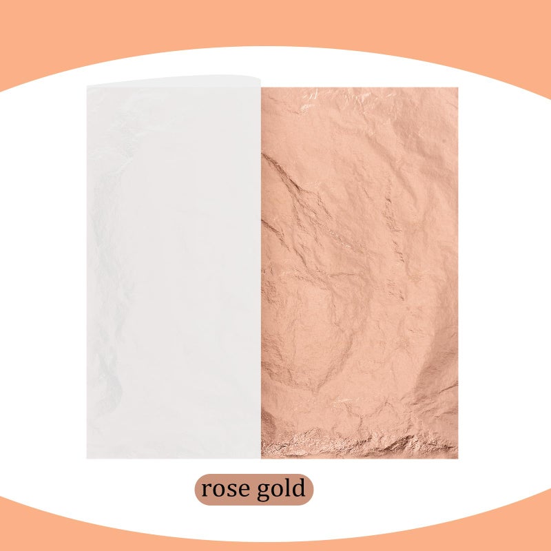 Cunhill 200 Pcs Gold Leaf Sheets for Art Foil Paper Leaf Art Foil Sheets Gilding Brush Thin Paper Craft for Painting Gilding Crafting Decoration,5.5 x 5.5 Inches (Rose Gold) - Image 3