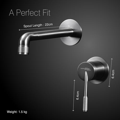Hindware Italian Collection Concealed Basin Mixer with Body for Bathroom | Wall Mount | Made of Stainless Steel | Gun Metal Finish | Slim Lever Operated | Evinco Range | 5-Year Manufacturer Warranty - Image 5