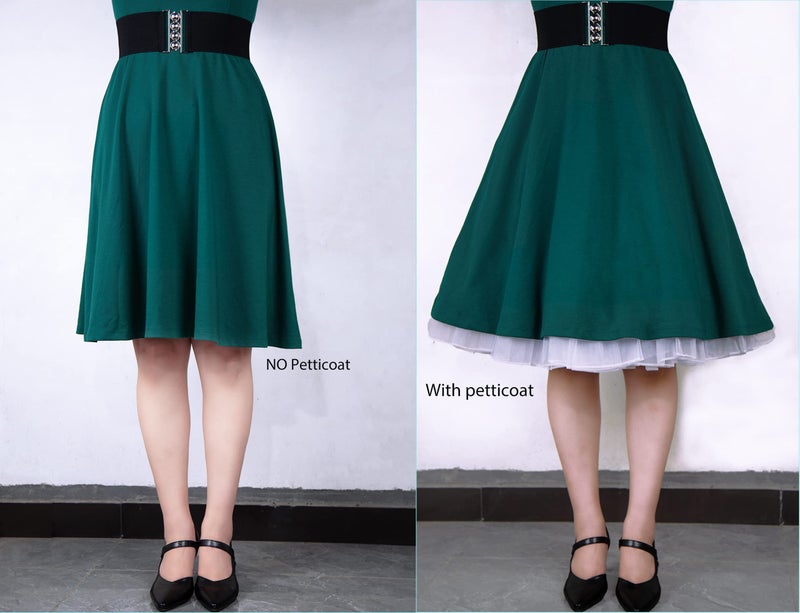 Modeway 1950s Crinoline Petticoats Vintage PuffyTulle Skirts Under Skirt Half Slips For Women Dresses Black,S - Image 5