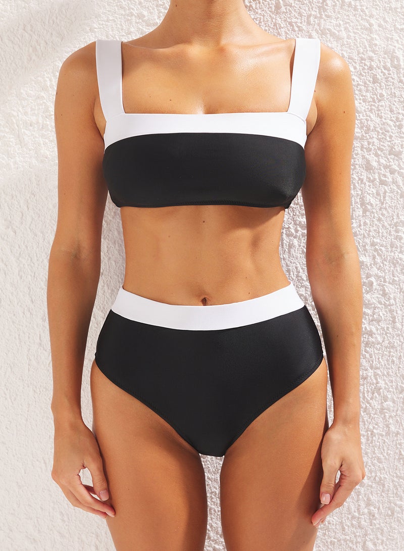 trendyol Black-White Color Block Bralette Covered Hipster High Waist Bikini Set Tbess25Bt00062 - Image 3