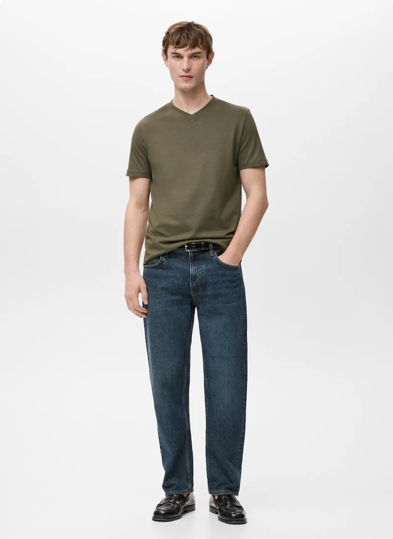 Mango Man 37-KHAKI Slim Fit T-Shirt 180Gsm for Men | Best Price UAE
