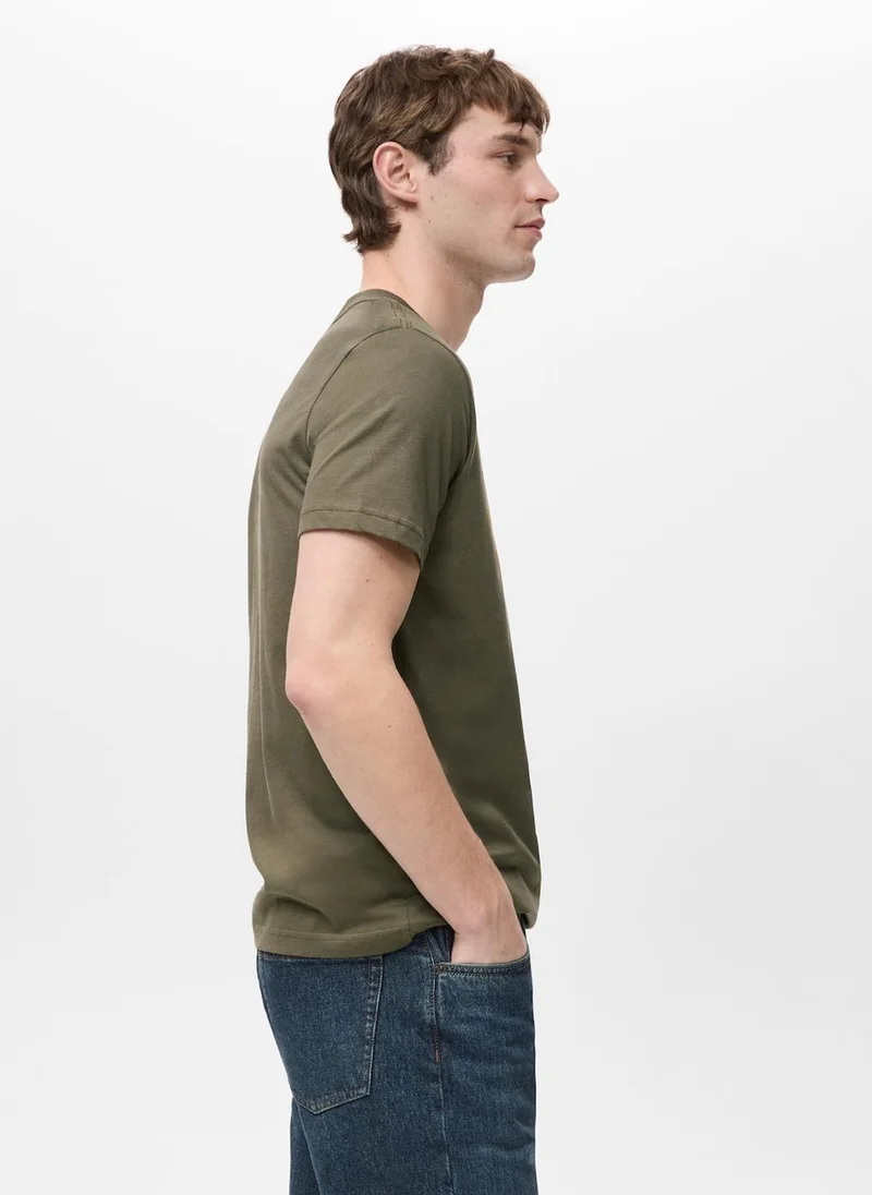 Mango Man 37-KHAKI Slim Fit T-Shirt 180Gsm for Men | Best Price UAE