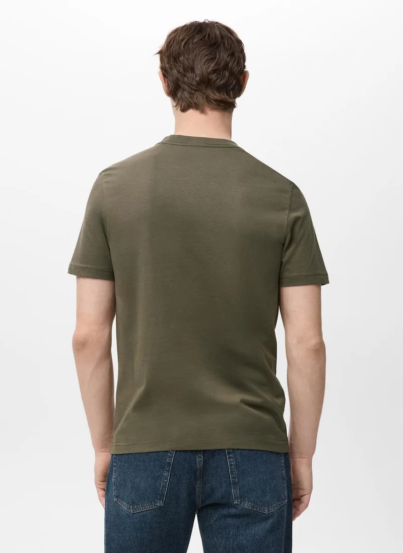 Mango Man 37-KHAKI Slim Fit T-Shirt 180Gsm for Men | Best Price UAE