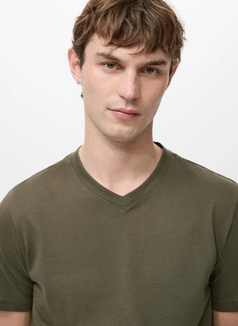 Mango Man 37-KHAKI Slim Fit T-Shirt 180Gsm for Men | Best Price UAE