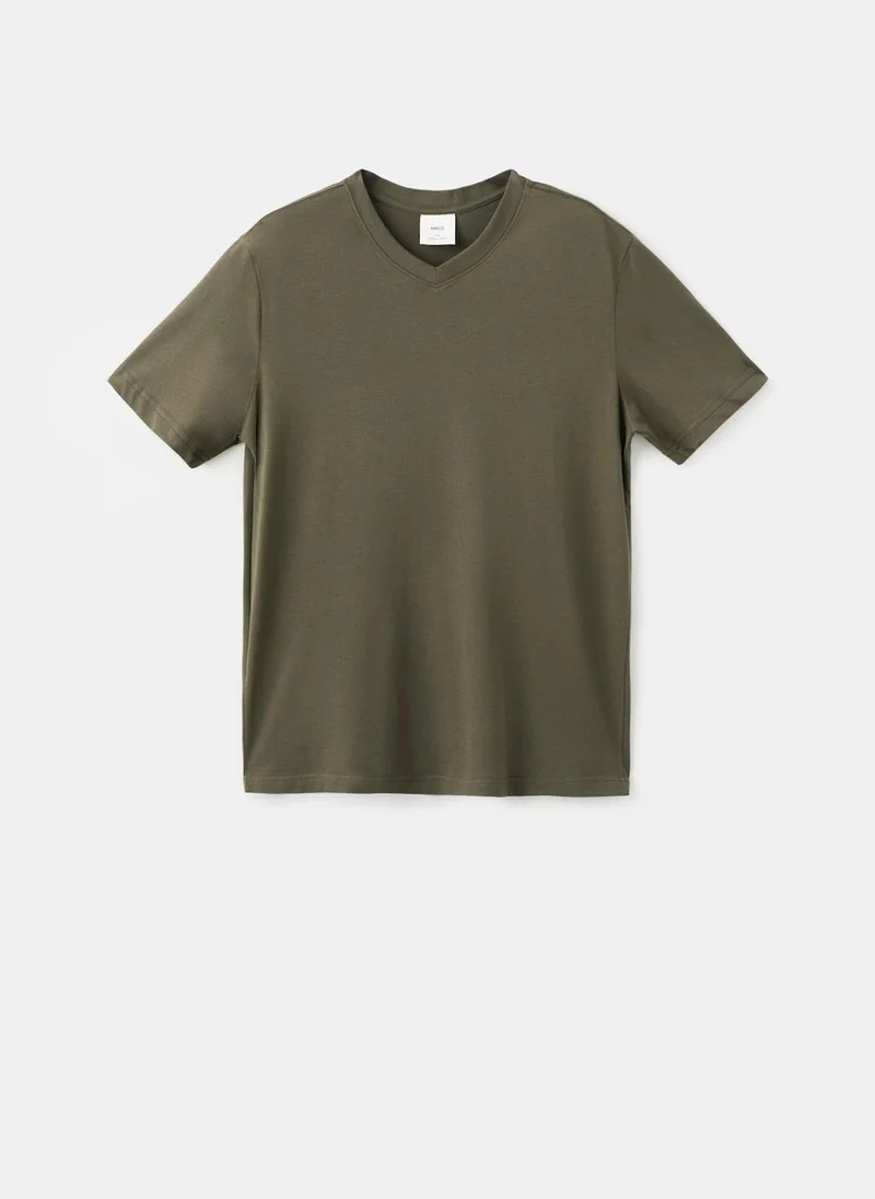 Mango Man 37-KHAKI Slim Fit T-Shirt 180Gsm for Men | Best Price UAE