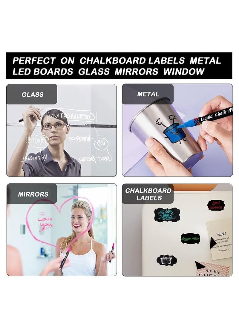 Generic Erasable Chalk Markers Pens Set, 8 Colors Colorful Graffiti Highlighter Marker for Flashing LED Lighted Board, Blackboard, Whiteboard, Menu Message Board, Glass, Window, Art-Chalk Pen, Whiteboard Pen  - Image 4
