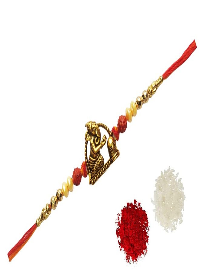 SAMARIYA Metal Gold Ganesh Shiv Rakhi for Men Kids Borther Rakhi Set Gift Pack Rakhi with Roli Chawal (Pack of 2) - Image 2