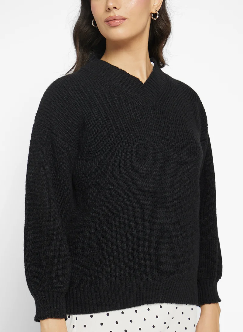 Ginger V Neck Ribbed Jumper