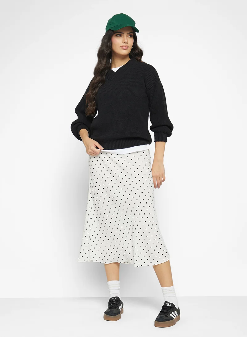 Ginger V Neck Ribbed Jumper