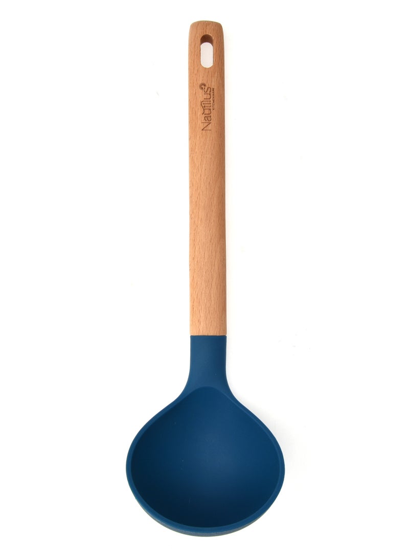 Nautilus Beech Wooden Handle Silicone Ladle - Beech Wood & Silicone