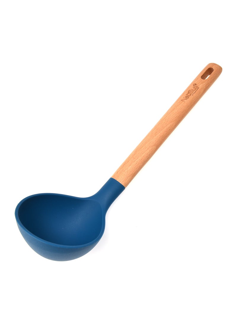 Nautilus Beech Wooden Handle Silicone Ladle - Beech Wood & Silicone