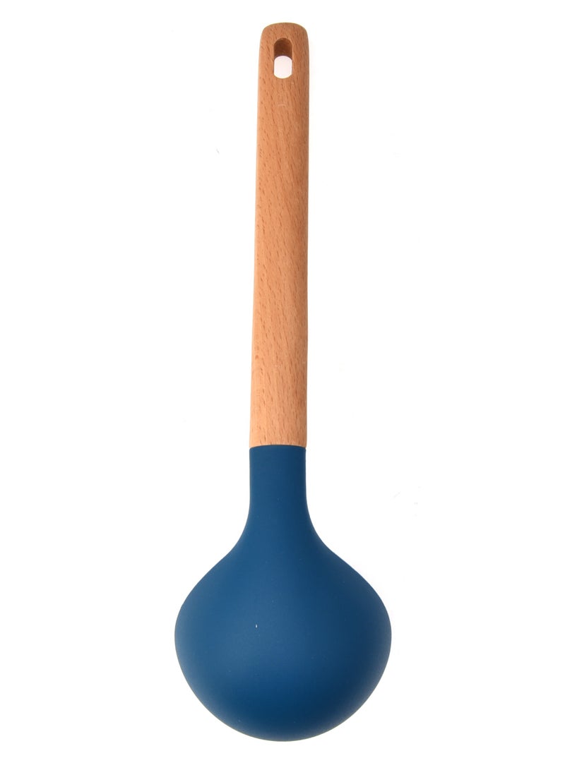 Nautilus Beech Wooden Handle Silicone Ladle - Beech Wood & Silicone