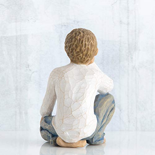 Willow Tree Inquisitive Child, Nurtured by Your Loving Care, Seated Boy Figure in Blue Jeans, Works Well in Groupings That Reflect Family Relationships, Sculpted Hand-Painted Figure - Image 3