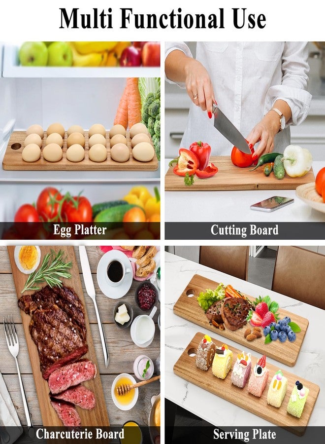 Hilislog Acacia Wood Egg Tray for Deviled Eggs Holder Countertop Wooden Cheese Board Serving Trays Easter Platter Dish Kitchen Charcuterie Board Small Plates 18 Holes Devil Egg Container Hosting Essentials - Image 3