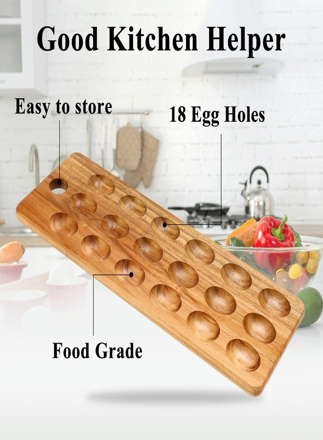 Hilislog Acacia Wood Egg Tray for Deviled Eggs Holder Countertop Wooden Cheese Board Serving Trays Easter Platter Dish Kitchen Charcuterie Board Small Plates 18 Holes Devil Egg Container Hosting Essentials - Image 4