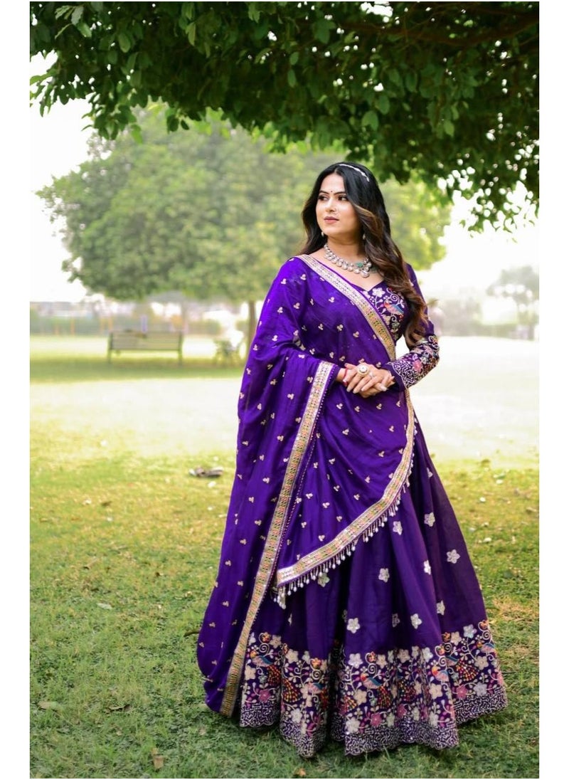 Super Asian Glow & Grace: Chinnon Embroidered Lehenga Choli Set with Thread & Sequence Detailing  - Image 5