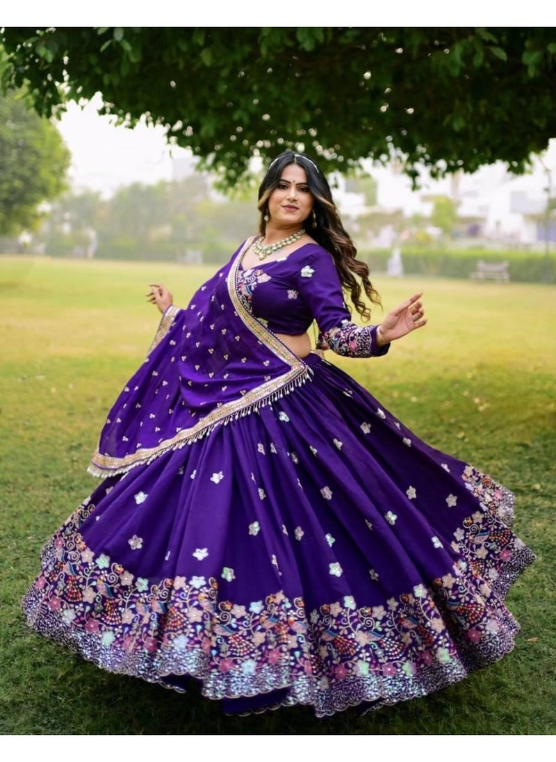 Super Asian Glow & Grace: Chinnon Embroidered Lehenga Choli Set with Thread & Sequence Detailing  - Image 1