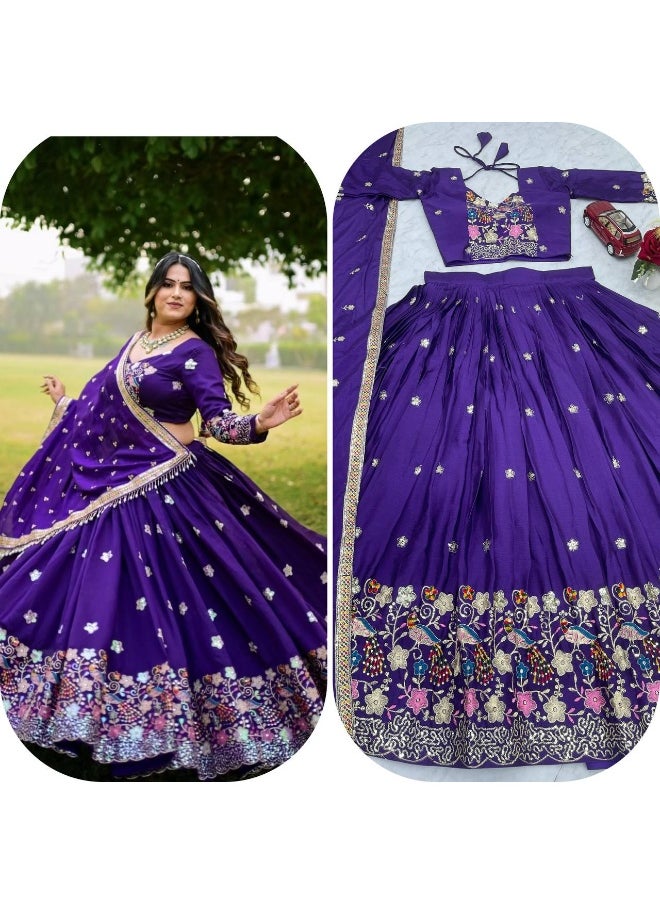 Super Asian Glow & Grace: Chinnon Embroidered Lehenga Choli Set with Thread & Sequence Detailing  - Image 4