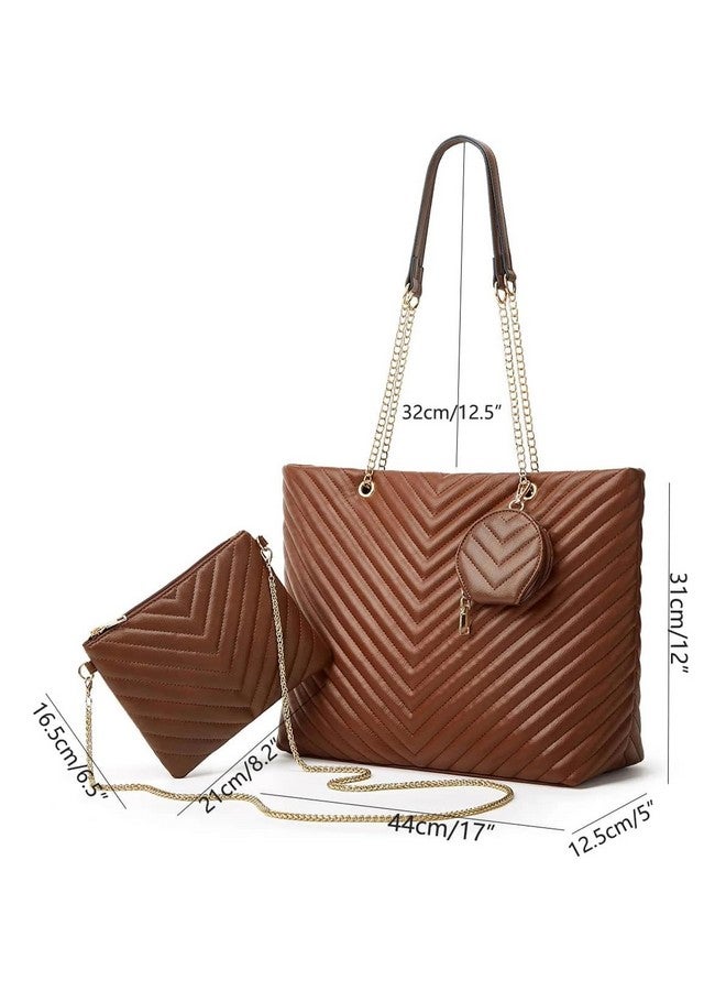 AYSIS Women's Vegan Leather Handbags For Women Shoulder Hobo Big Shoulder Bag Ladies Purse (V Brown) - Image 3