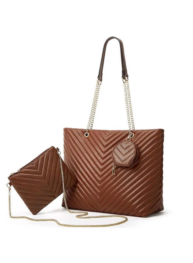 AYSIS Women's Vegan Leather Handbags For Women Shoulder Hobo Big Shoulder Bag Ladies Purse (V Brown) - Image 1