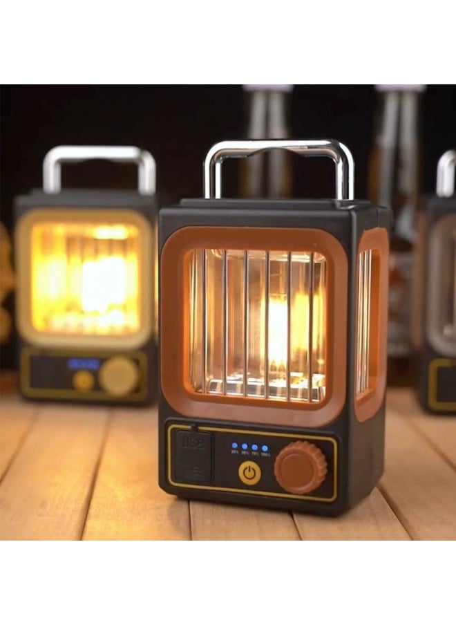Generic - Camping Lamp Outdoor Long Endurance Rechargeable Retro Bedside Table Lamp Tungsten Warm Light Solar Portable Lamp-Color:Gray Frame Camping Light - Image 1