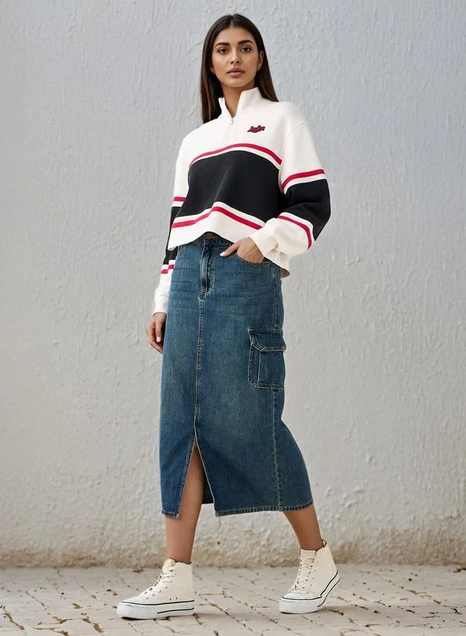 لي كوبر سويت شيرت لي كوبر بياقة عالية مخطط