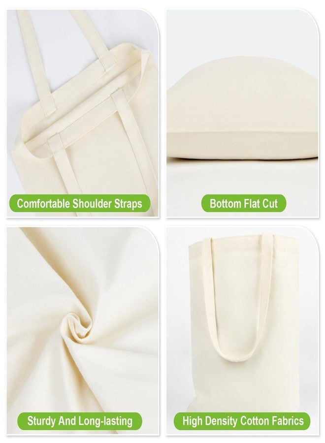RAINFLOW Canvas Tote Bag - 4 PCS Cotton Tote Bag Blank Canvas Tote Bags Reusable Grocery Tote Bag Shopping Bags Canvas Bags Bulk with Handles for Crafts DIY Gift Advertising Promotion Activity - Image 3