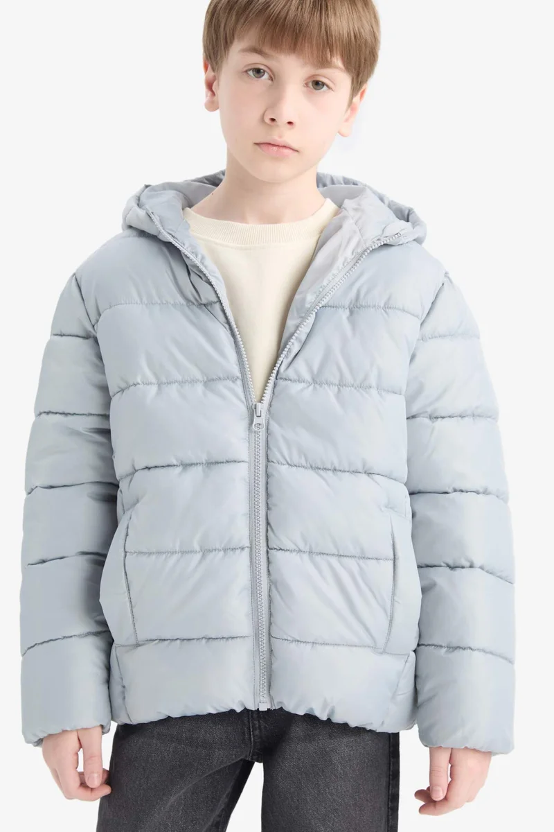 DeFacto Boy Waterproof Hooded Zippered Puffer Jacket