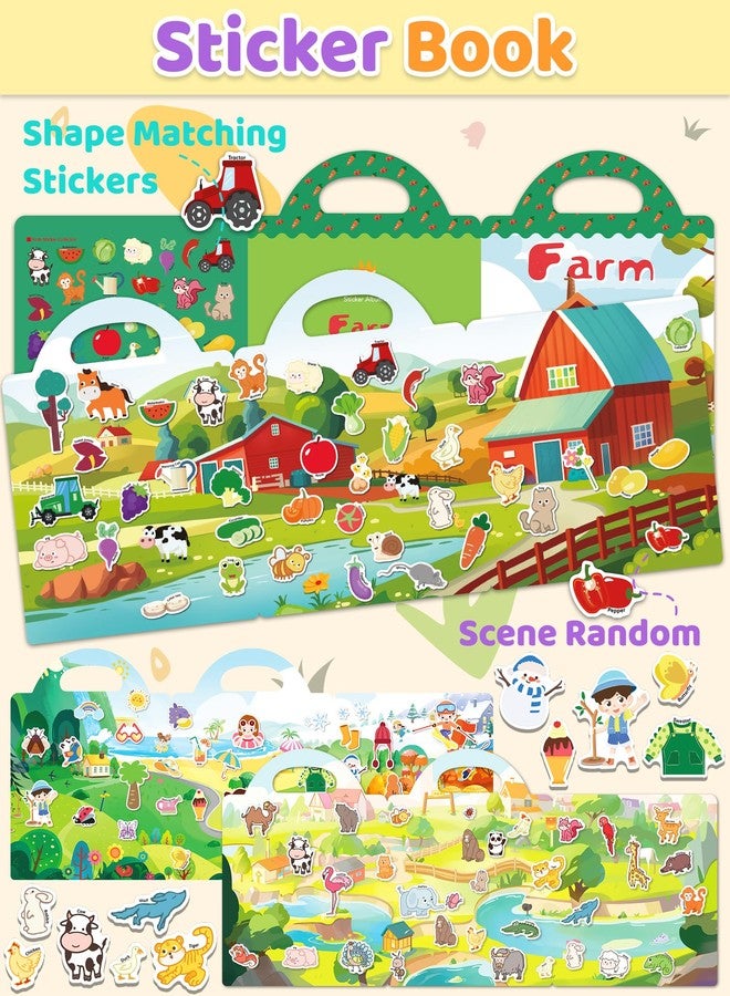 Benresive Reusable Sticker Books for Kids, Sticker Books for Toddlers, Toddler Travel Toys Activities Crafts Ages 3 and Up Birthday Gifts - Farm, Animal and Season - Image 2
