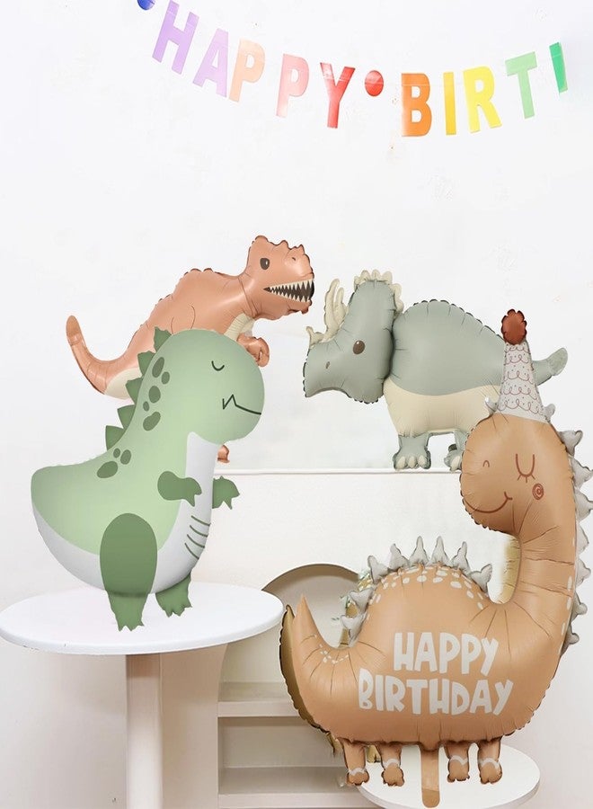 Jolbndcv Giant 3D Dinosaur Balloon,4 Pack Cute Self Standing Dino Aluminium Foil Birthday Balloons - Image 4
